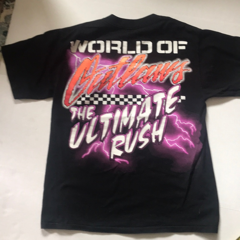 World of Outlaws 90s USA sz L Vtg single stitch - Picture 7 of 8